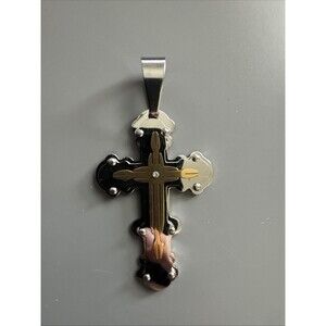 Vintage Silver Tone Gold Tone Design Cross Pendant Stainless Steel Jesus Christ